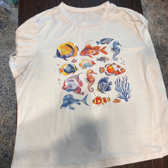 SHEIN Ocean Fish Graphic Tee – Size XL - Picture 2 of 3
